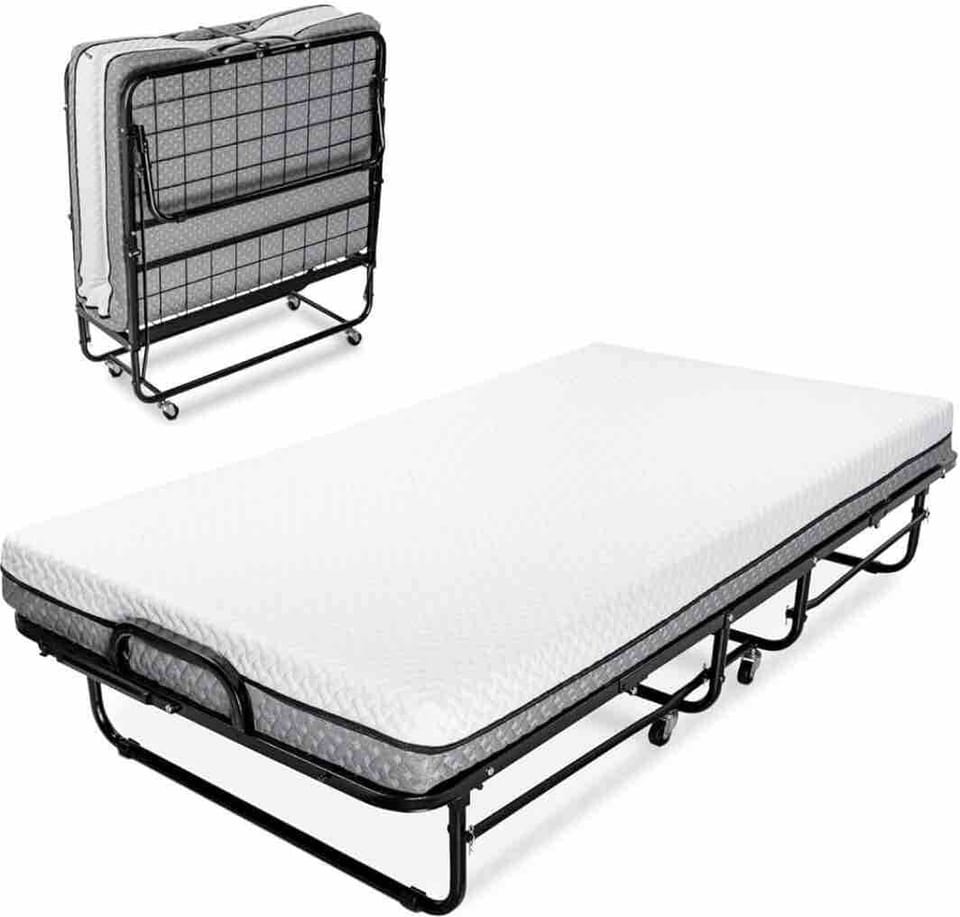 Picture of the portable single bed in the home. These are not pictured in the bedrooms, but stored in an oversized closet. 