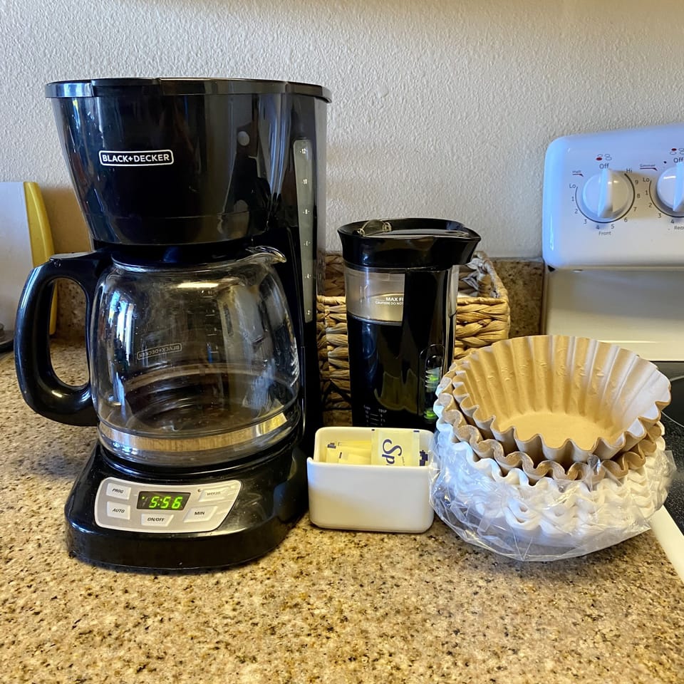 Coffee Maker, Coffee Grinder, and Coffee Filters.