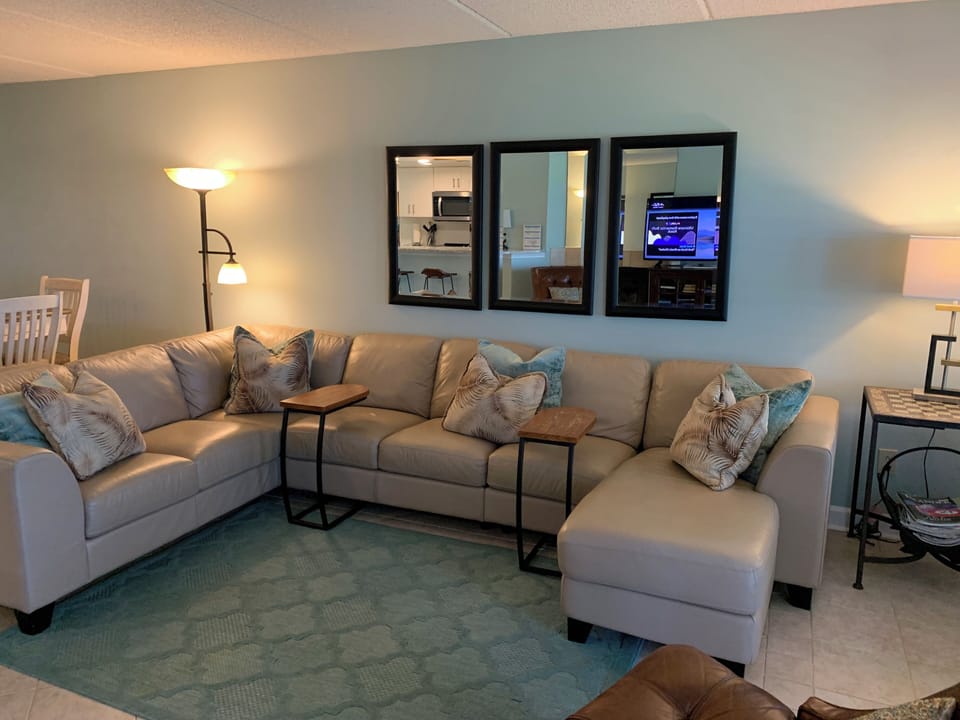 Comfortable leather sectional sofa