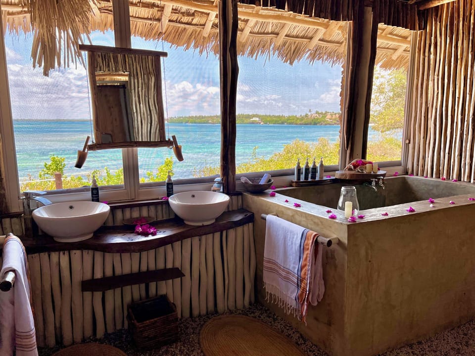 Panoramic Cottage, 1 King Bed, Ocean View | Bathroom | Free toiletries, hair dryer, bathrobes, towels