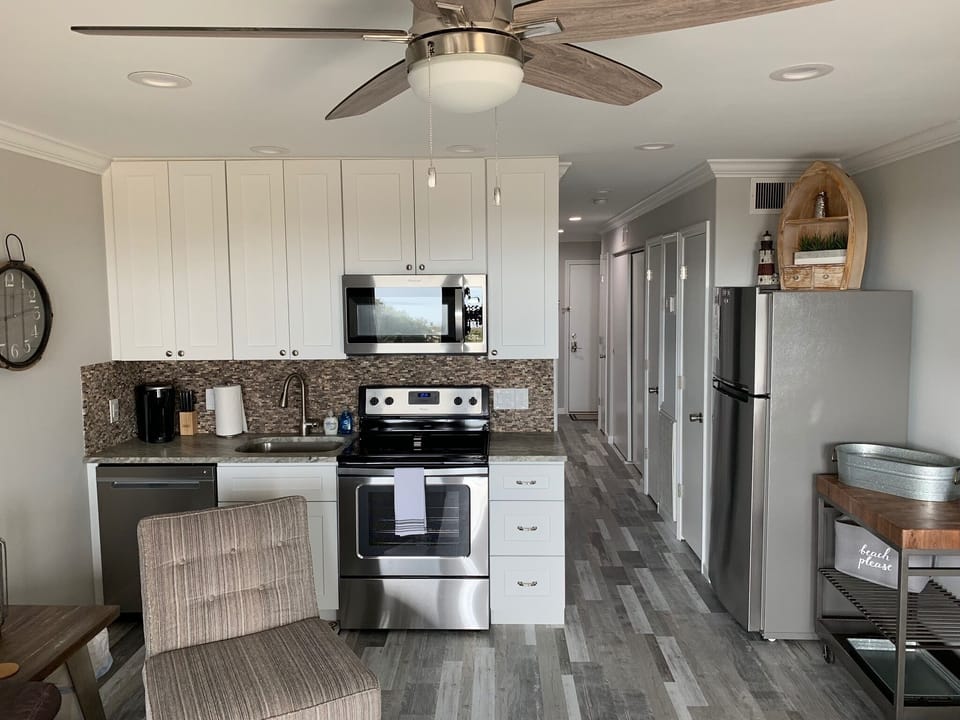 New cabinets, flooring, appliances