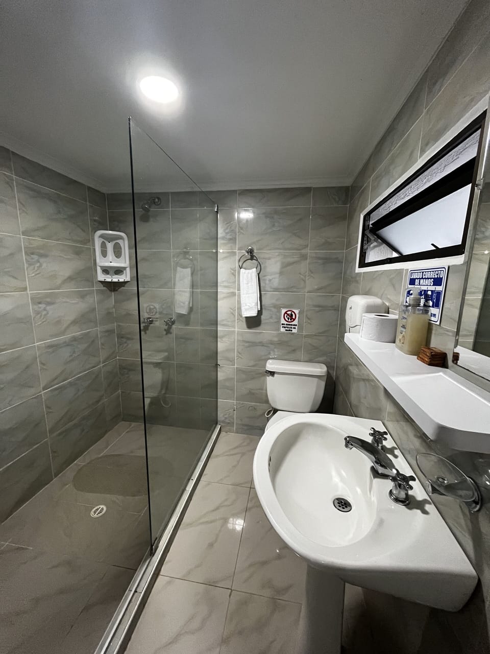 Double Room | Bathroom | Shower, hair dryer, towels, shampoo