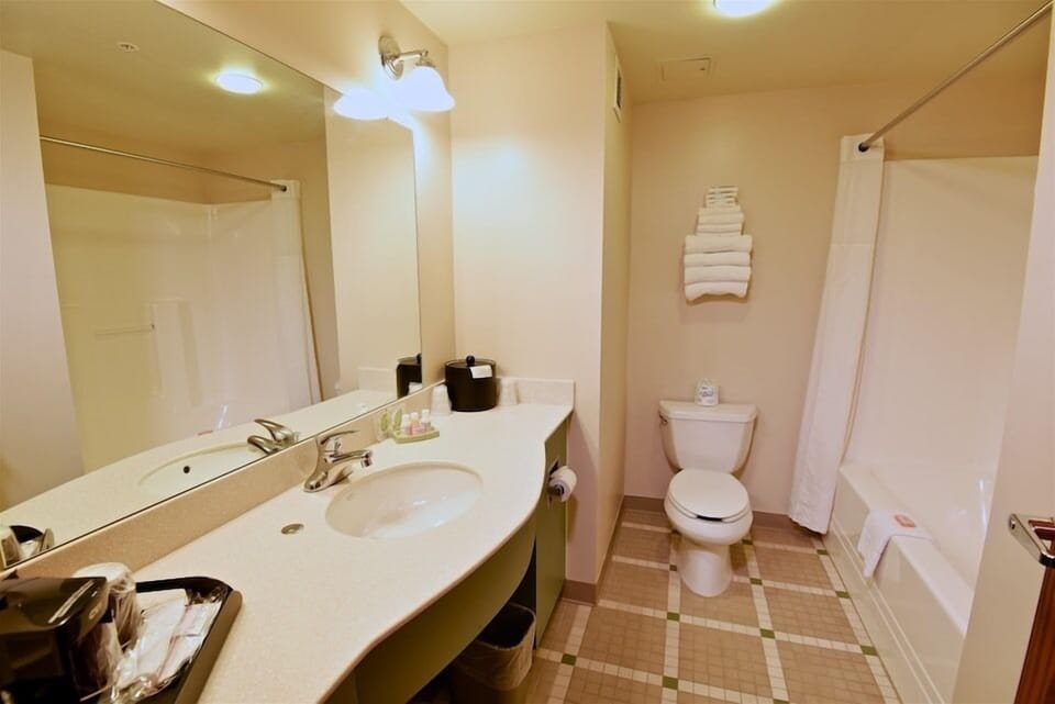 Room, 1 King Bed | Bathroom | Combined shower/tub, free toiletries, hair dryer, towels