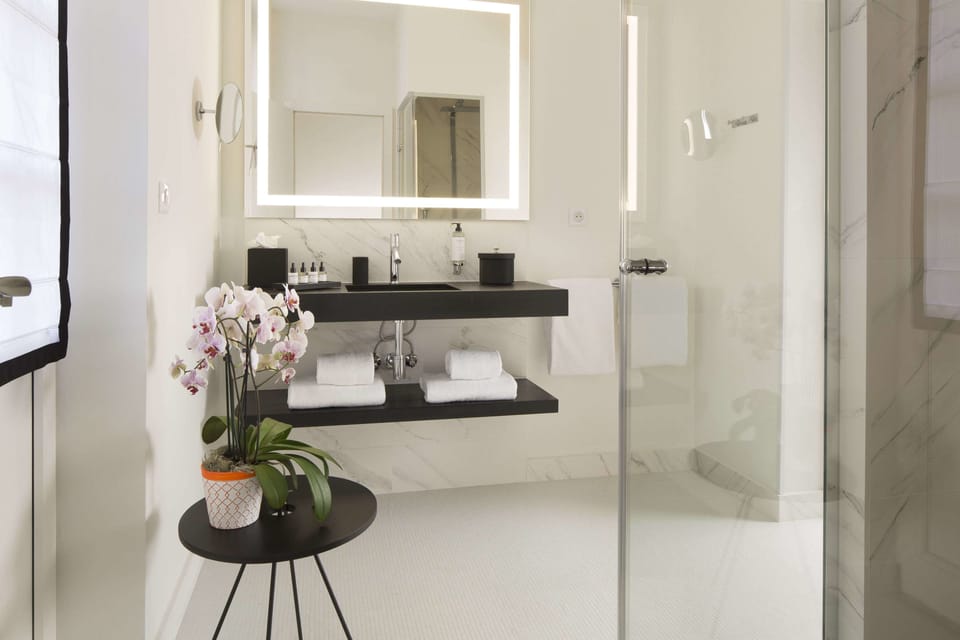 Deluxe Double Room | Bathroom | Shower, rainfall showerhead, designer toiletries, hair dryer