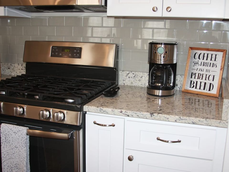 Enjoy the 3, twelve cup packets of drip style French Market Coffee we leave for you, along with a handful of mini liquid creamers  in the fridge.  Oh and there are also a few bottles of water and Gatorades for you to start hydrating as soon as you check in