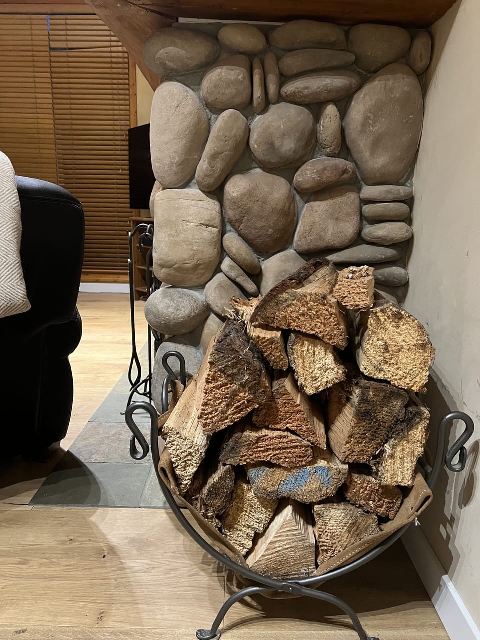 Large wood burningFireplace in main living area 