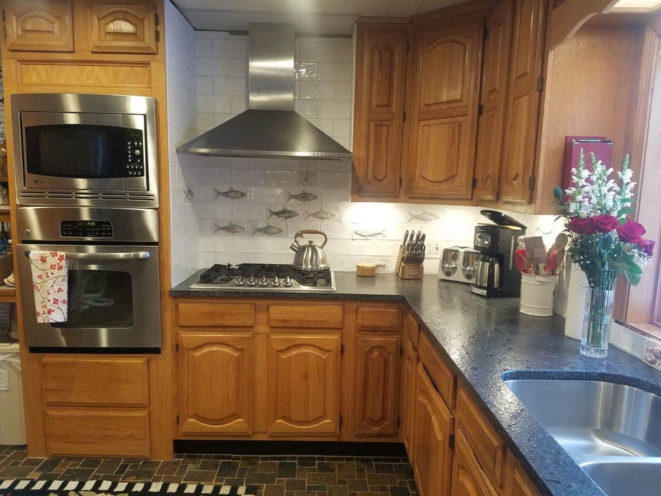 Gourmet kitchen with stainless steel appliances