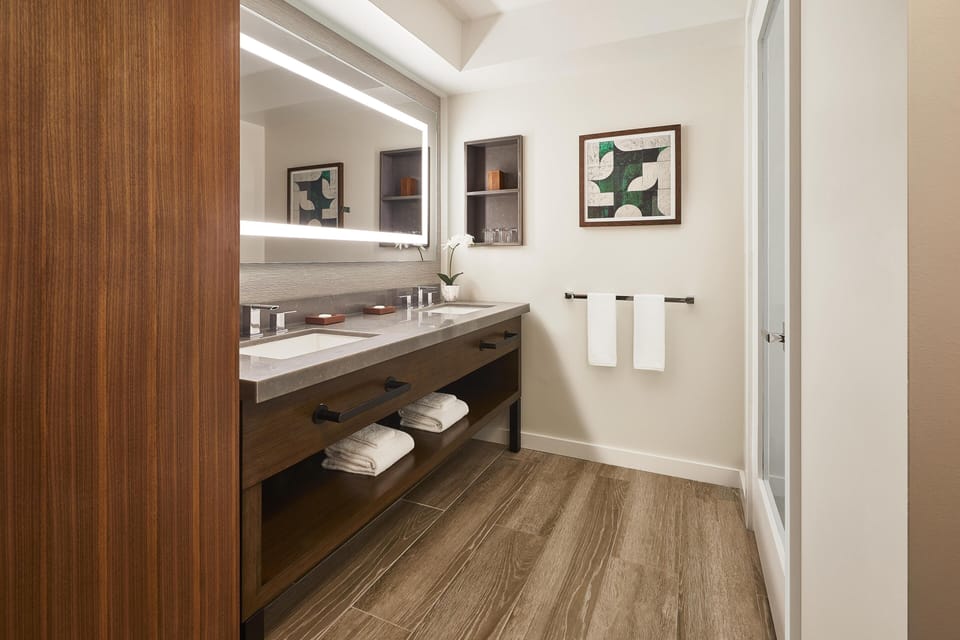 Hair dryer, bathrobes, slippers, towels