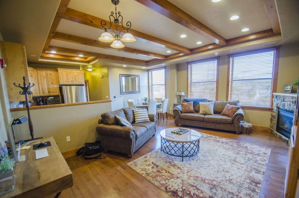 Free Wifi and Cable.  Couch pulls out to a queen size bed.