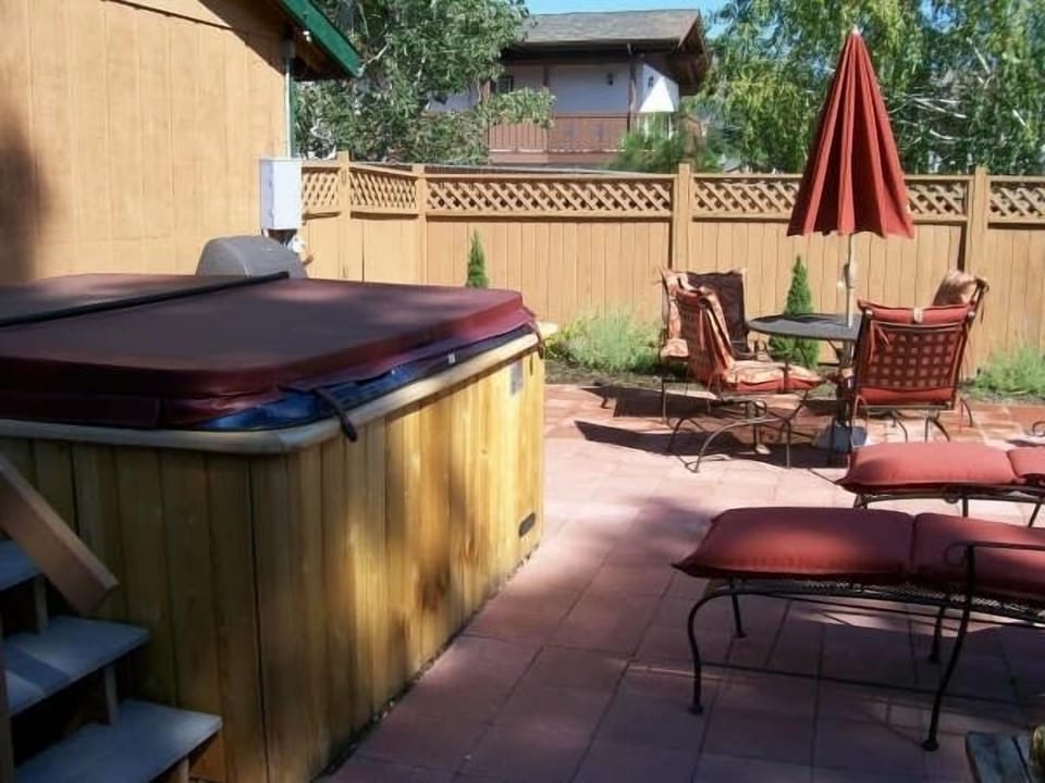Hot tub and patio (shared with eight other condos).