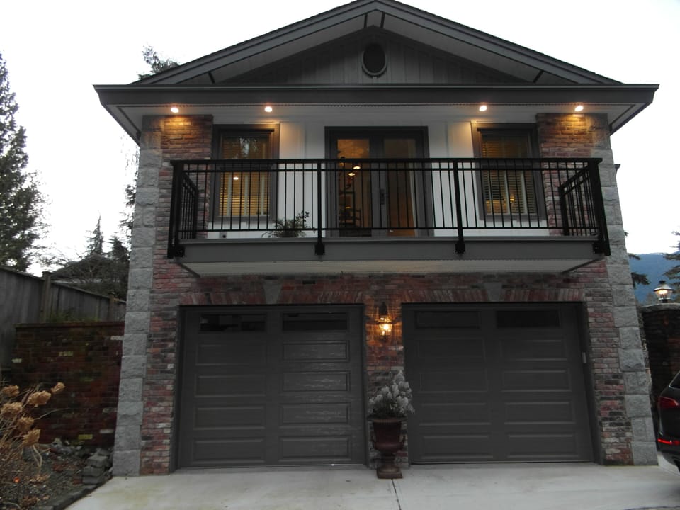 Street view with balcony facing the forest