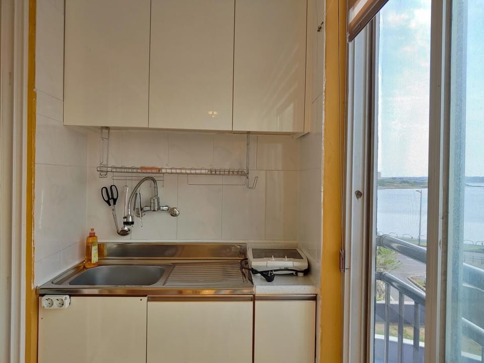 Full-size fridge, microwave, rice cooker, cookware/dishes/utensils