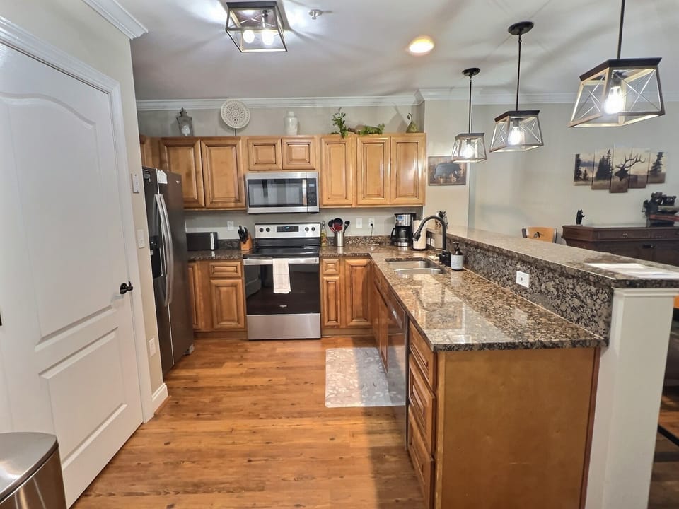 Our fully stocked kitchen. All stainless steel appliances