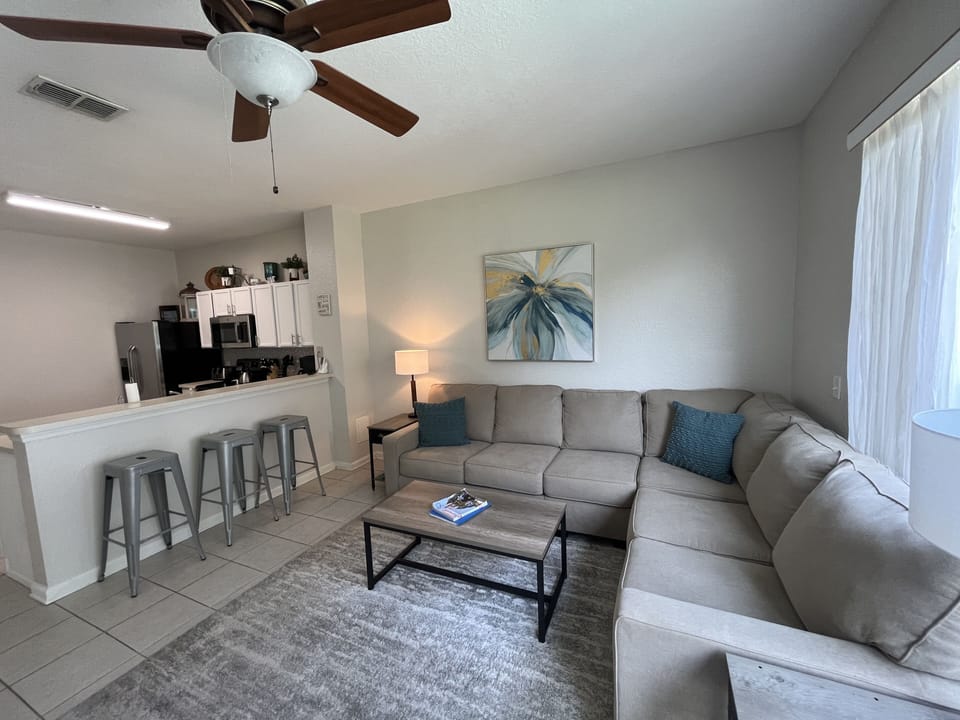 Kitchen is open to new family area
