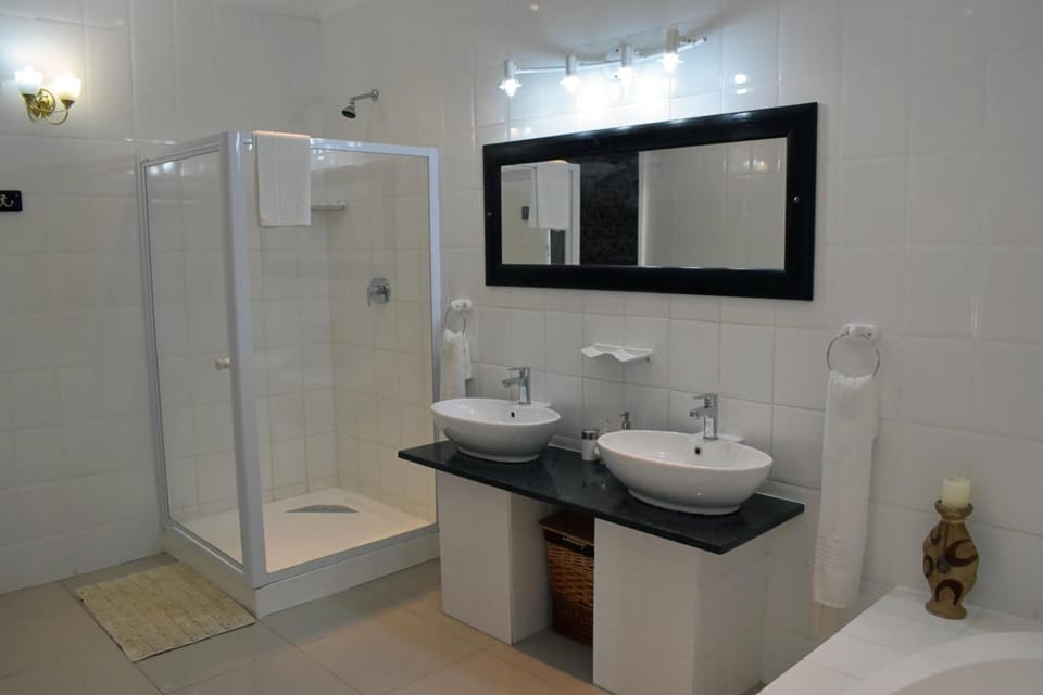 Shower, hair dryer, bathrobes, towels