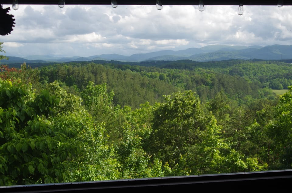 Guests can hike the property at Mule Ridge Cabin and enjoy the mountain scenery.