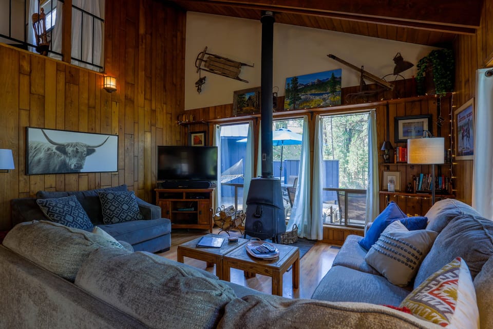 Living Room with Sectional sofa and large down filled double chair