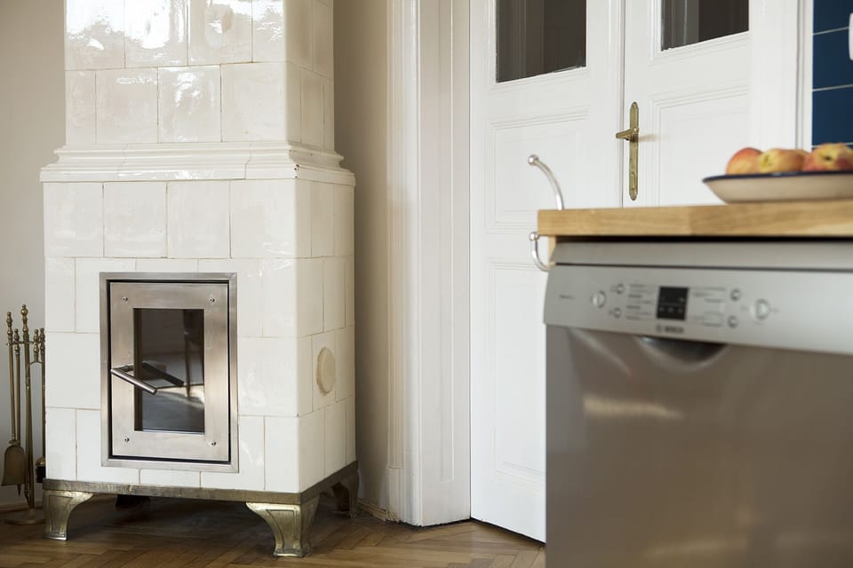 classical old kamin made of porcelan