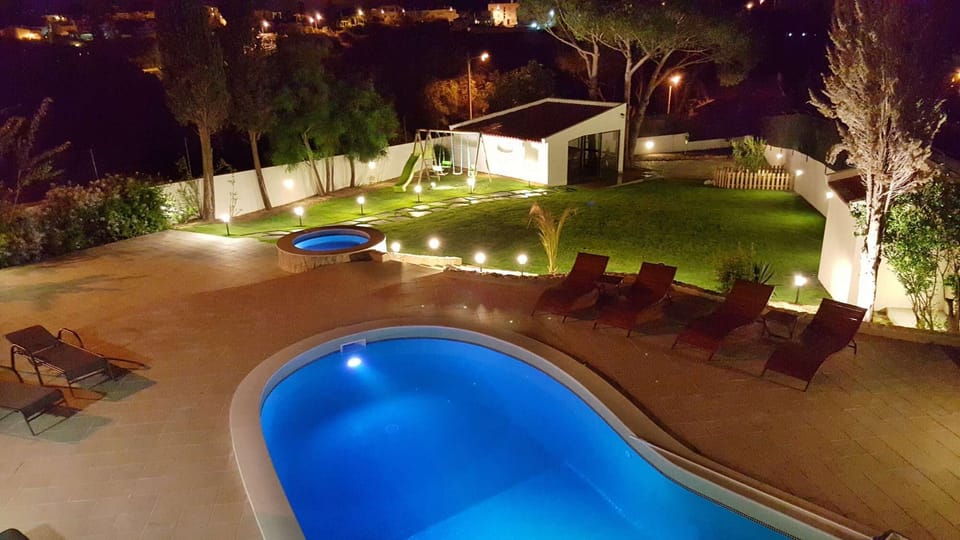 Pool Garden area by night