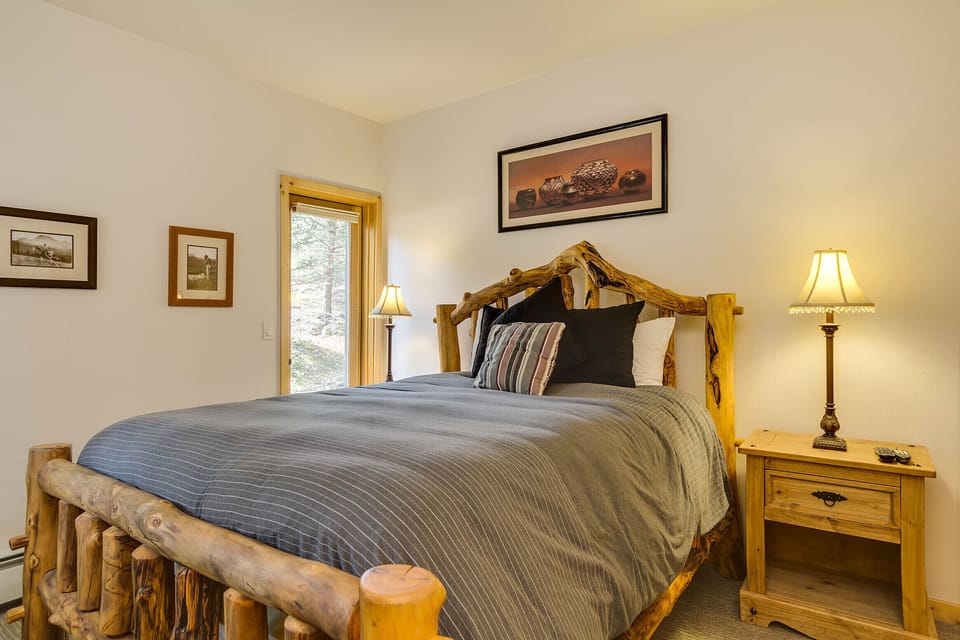 Master bedroom with rustic queen bed