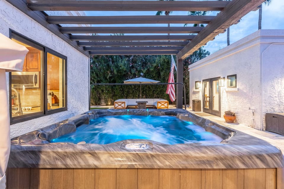 Unwind in the hot tub after a long day of golf. Room for up to 8!