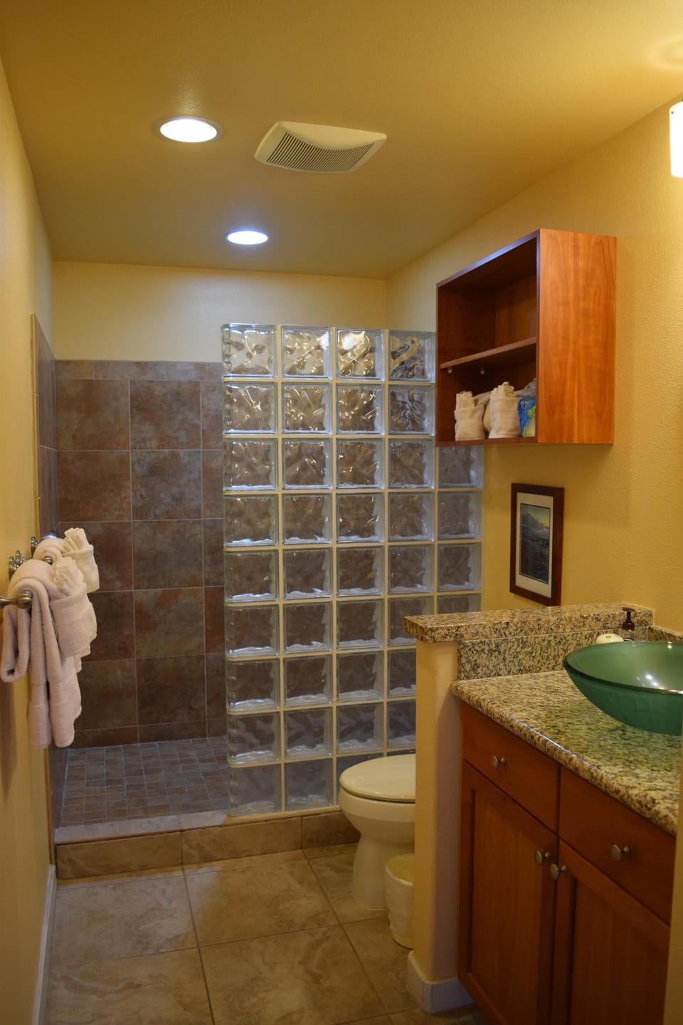Master Bathroom with Walk-In Shower & Art Deco Sink.