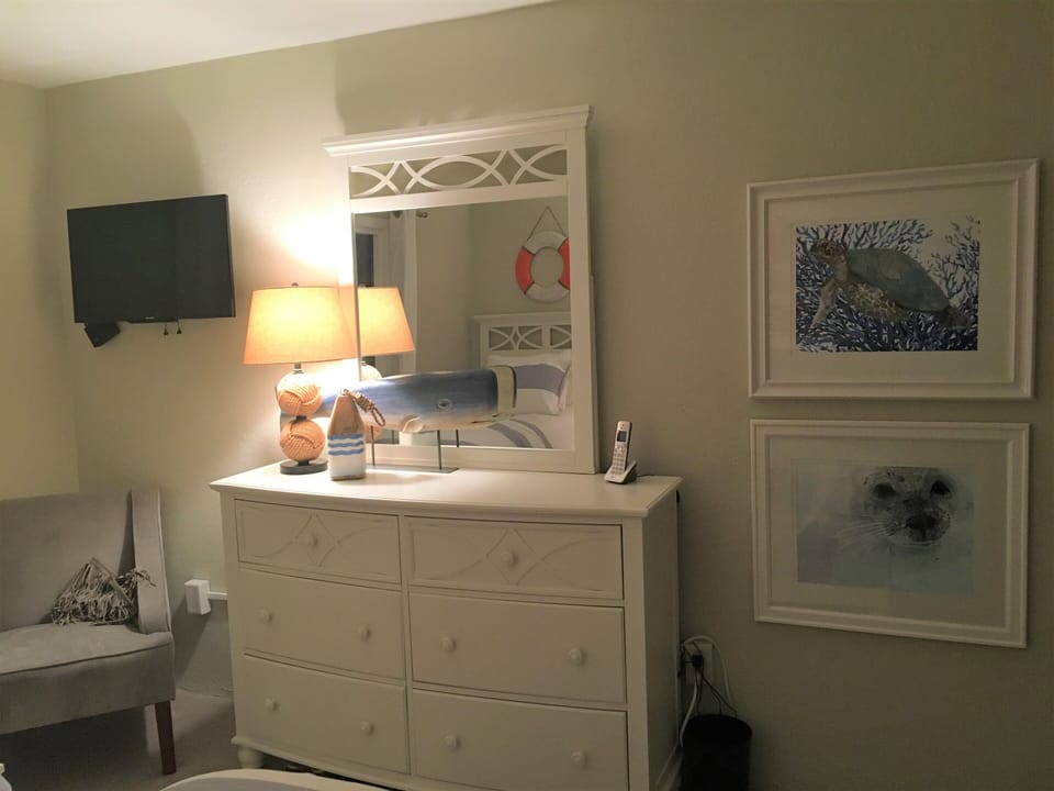 Guest Room. anti tip straps on dresser