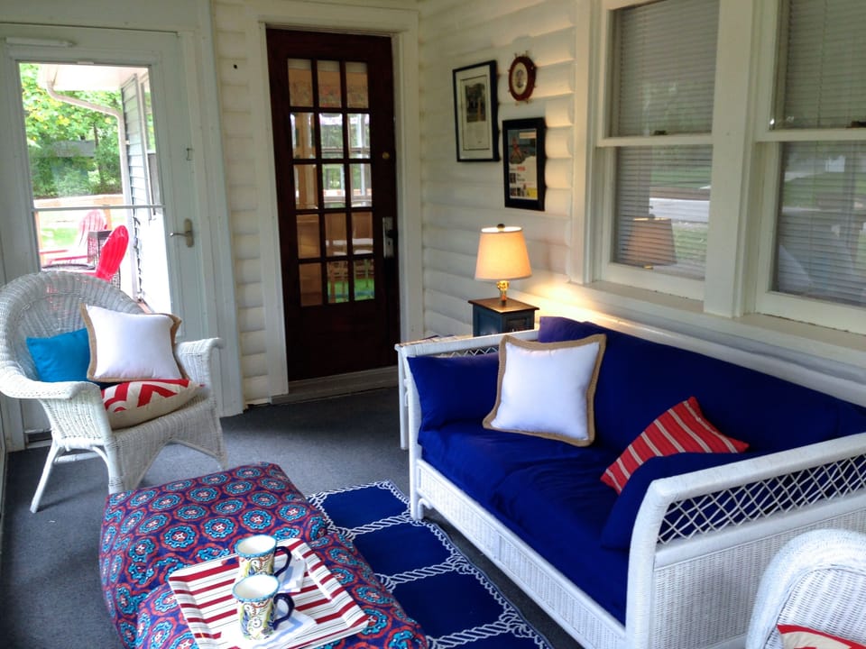 Vintage wicker is cozy & comfortable for reading, playing cards, drinking coffee