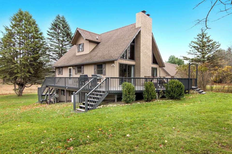Back view of chalet