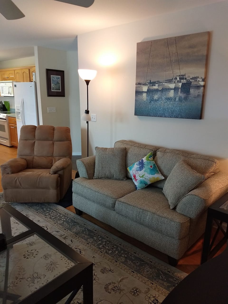 Open plan view of kitchen from living room