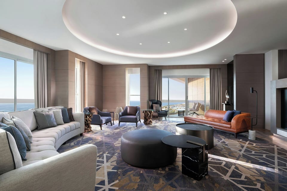 Royal Suite, 1 Bedroom | Living room | 42-inch flat-screen TV with cable channels, Smart TV, heated floors