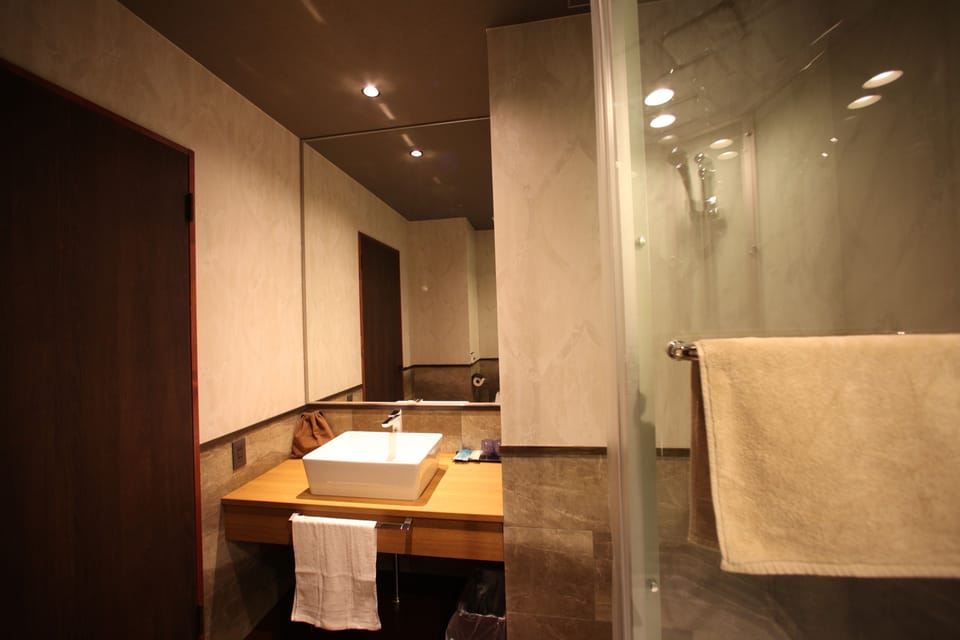 Free toiletries, hair dryer, slippers, electronic bidet