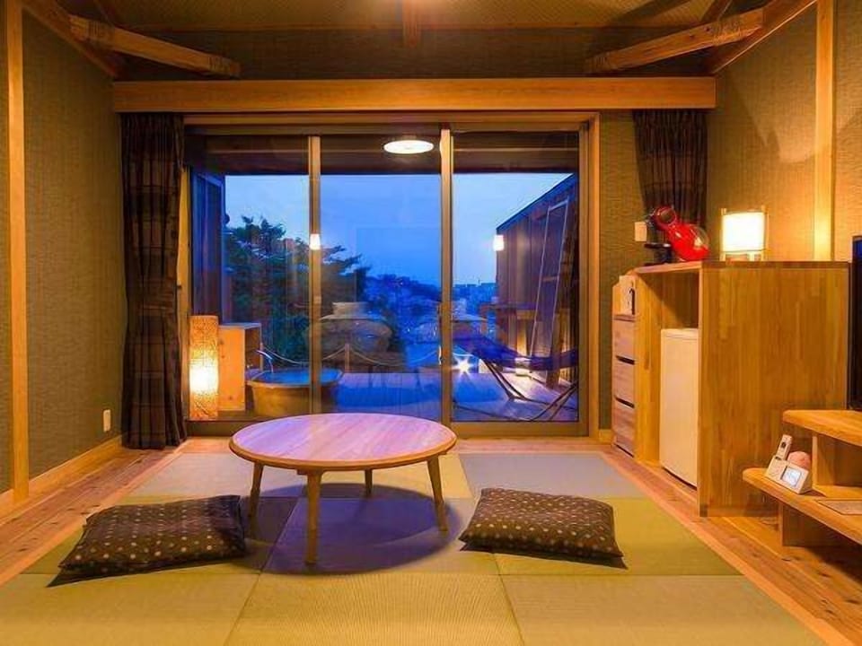 Annex Room with Open-air Bath- FUKU -, Non smoking | Living area | Flat-screen TV