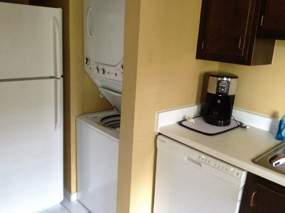 full size dishwasher, new washer/dryer and frig