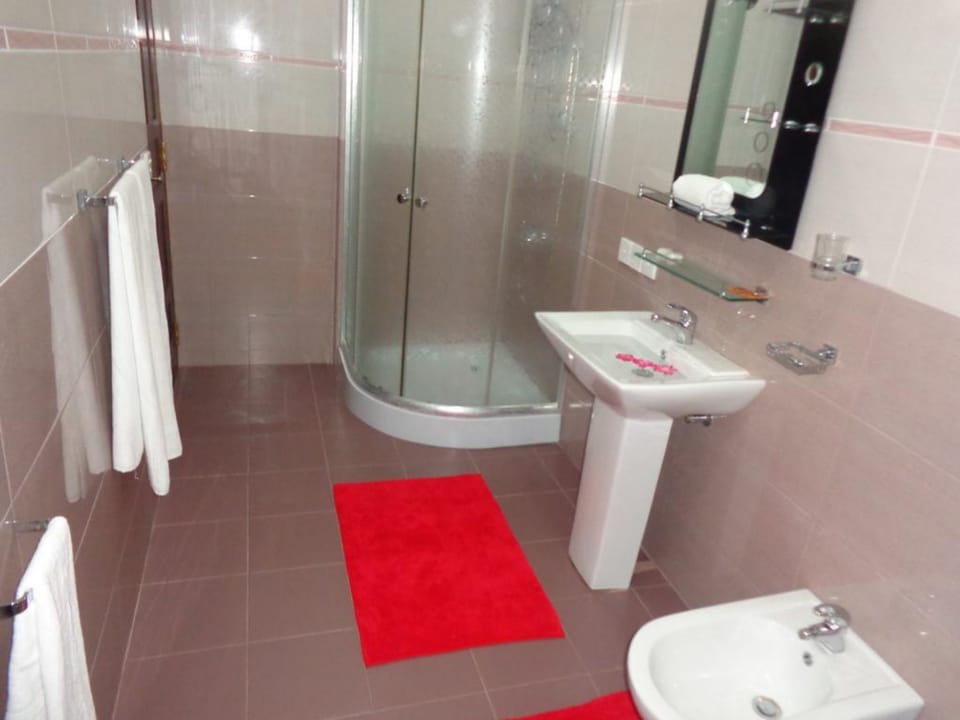 Shower, free toiletries, towels