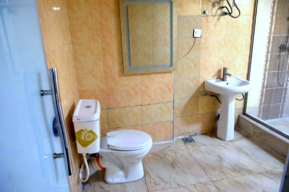 Shower, slippers, towels