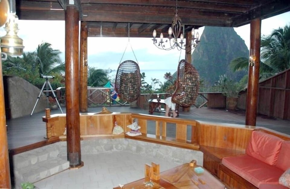 View of Piton from Swinging Chairs on Balcony