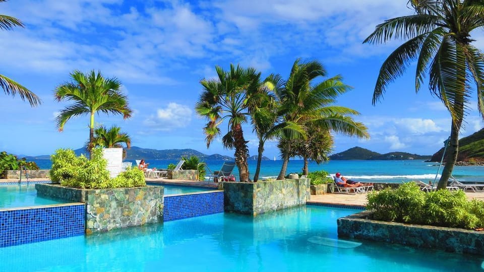Two-level cascading children friendly pool overlooking St. John