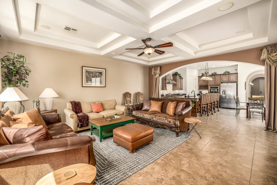 Open concept family room and kitchen designed for our guests to catch up.