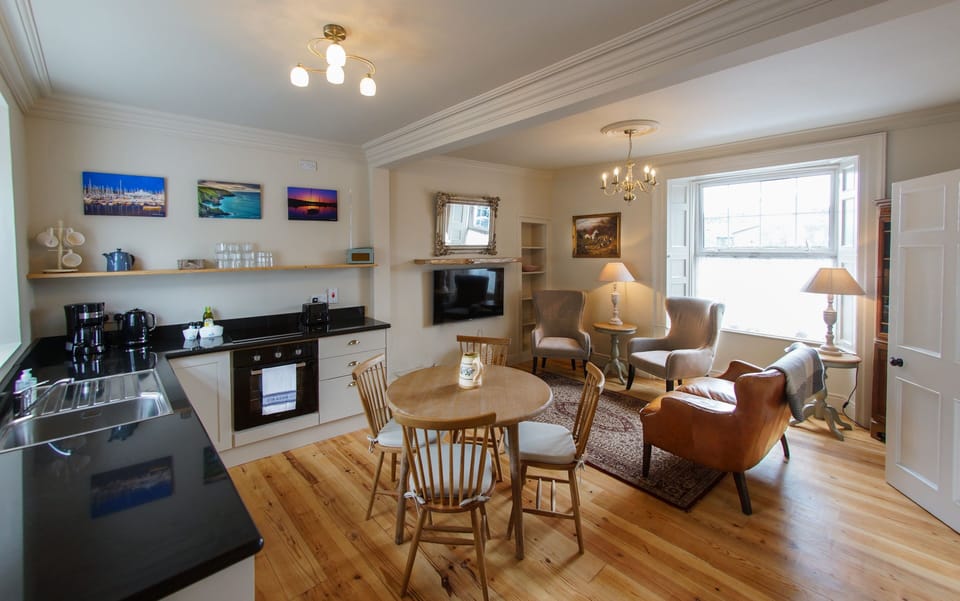 Kitchen and living area, open plan, on ground floor