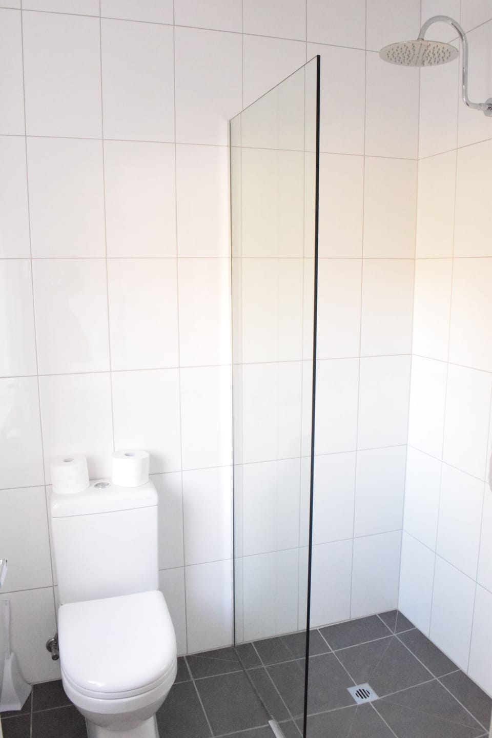 Shower, free toiletries, towels