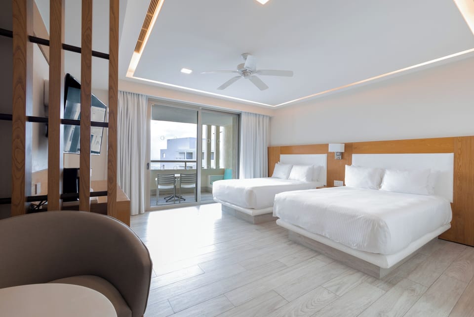 Junior Suite, 2 Double Beds | Premium bedding, in-room safe, soundproofing, iron/ironing board