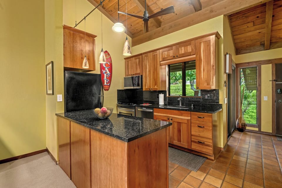 Kitchen with cherry cabinets