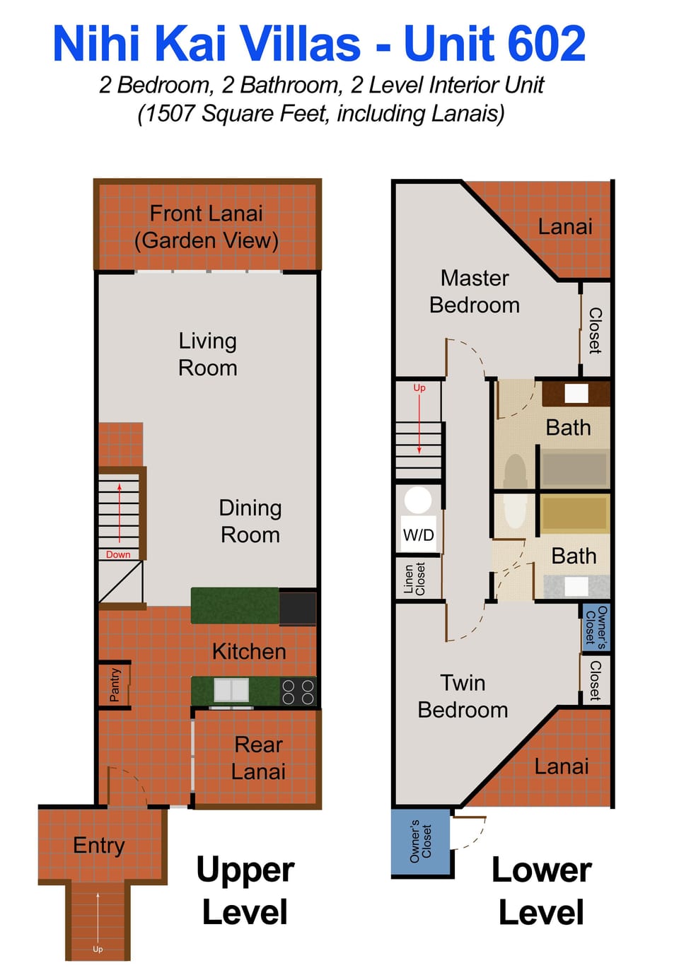 Floorplan for the unit; bedrooms are downstairs
