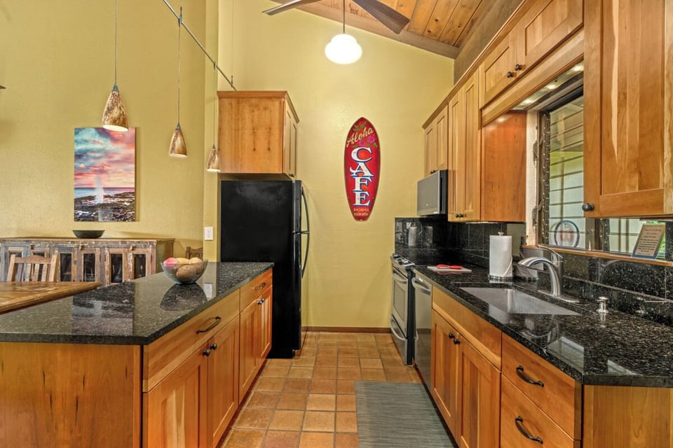Kitchen with cherry cabinets