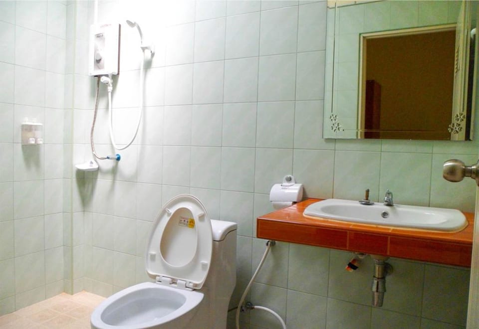 Shower, free toiletries, towels