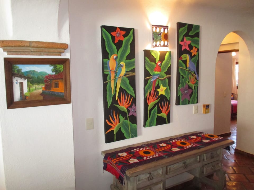 Many 1 of a kind pieces of local Mexican artist art in all rooms in the home