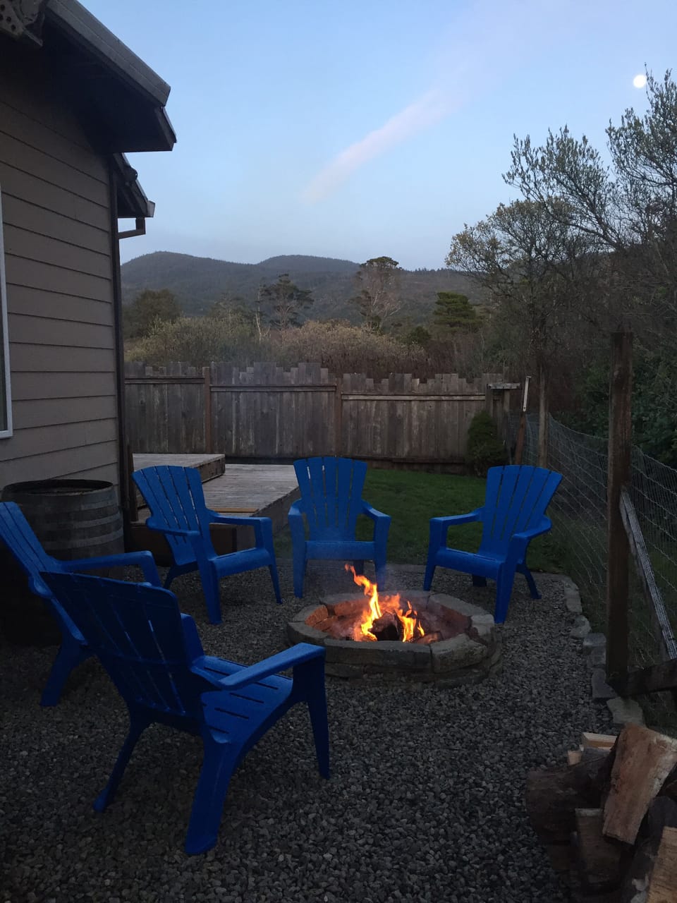 The fire pit is ready for long stories and s’mores!