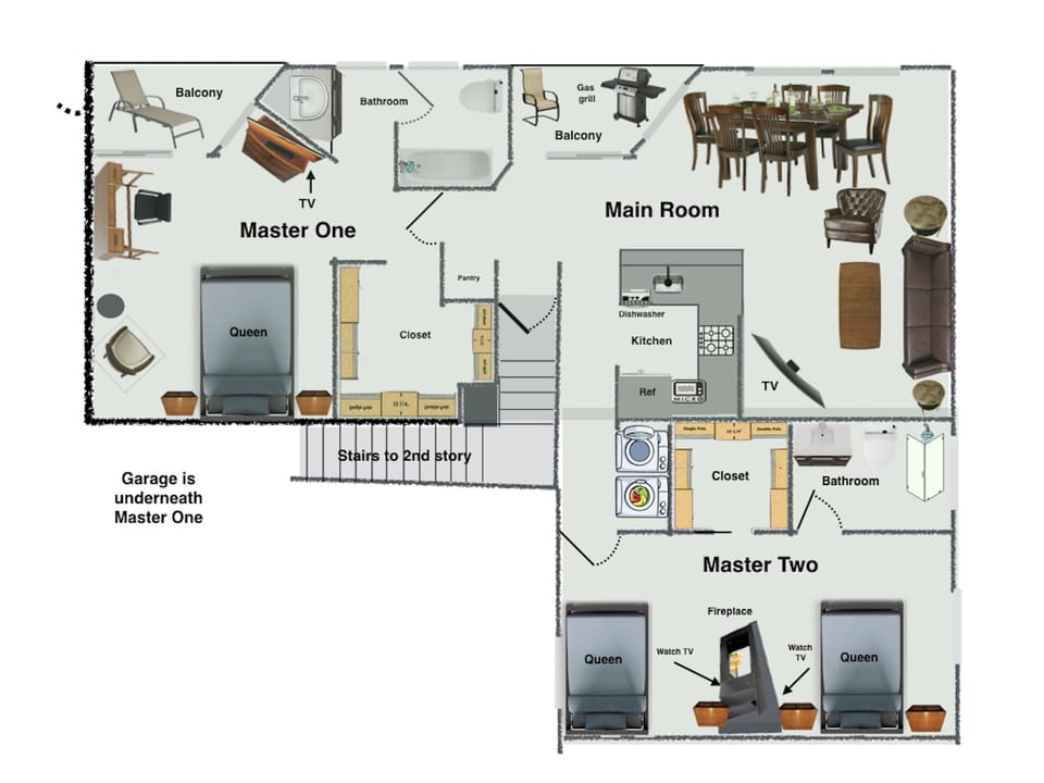 Floor plan of entire unit which is on the 2nd floor.
