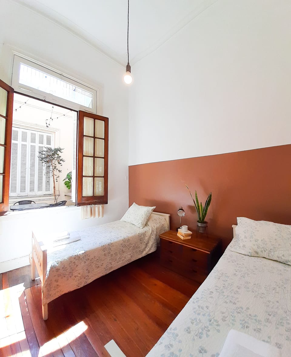 Standard Twin Room, 2 Twin Beds, Shared Bathroom | Premium bedding, blackout drapes, free WiFi, bed sheets